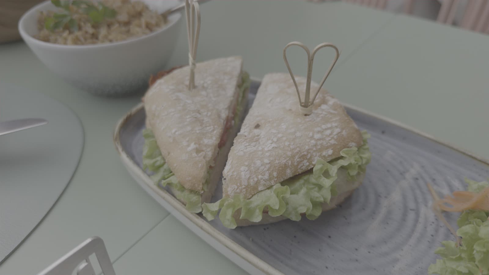 Sandwich on a ceramic plate