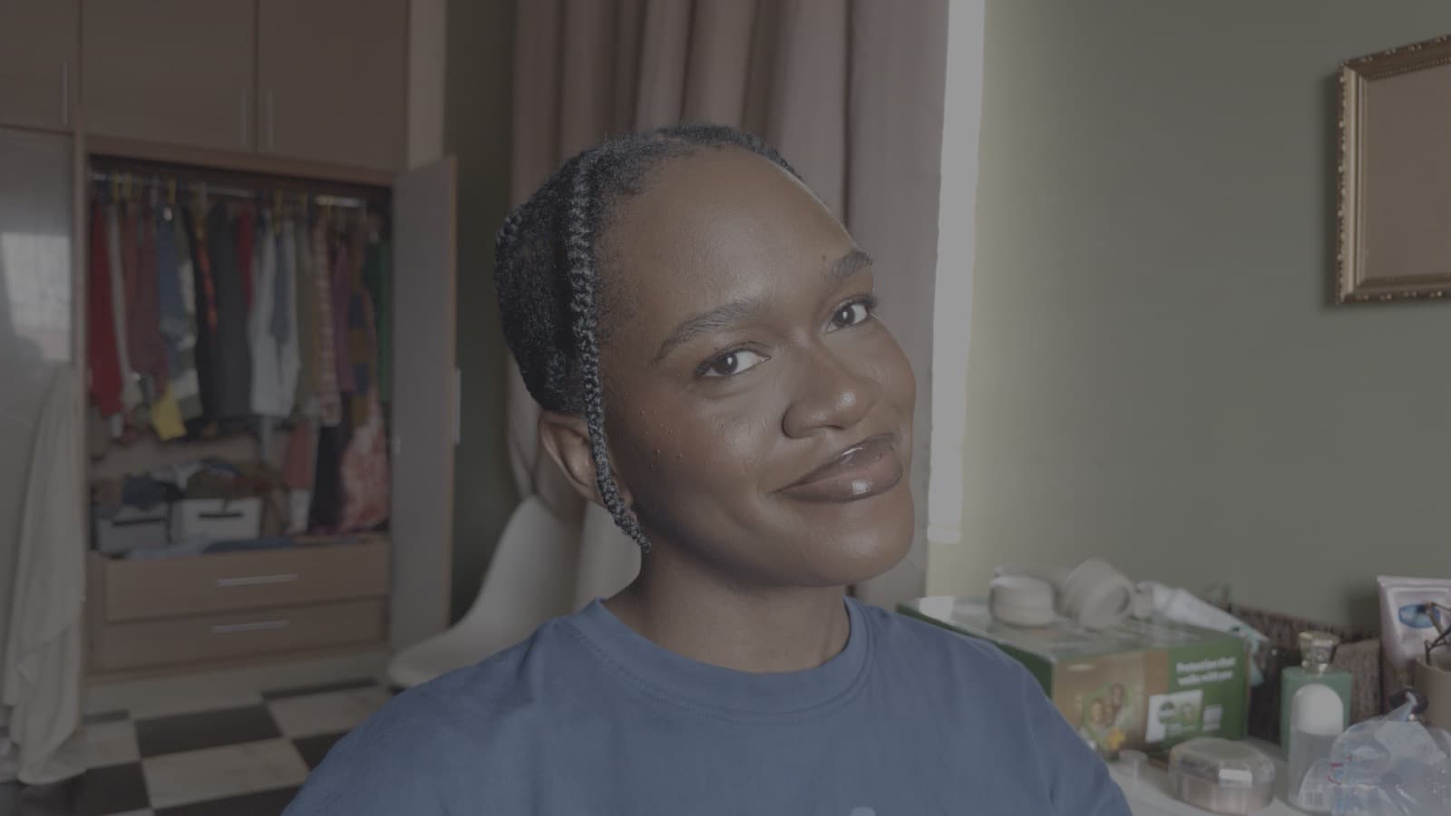 Portrait in a bedroom